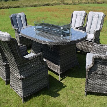 Almeria Oval Dining Set with Fire Pit 862