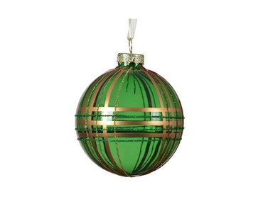 Glass bauble, pine Green glitter