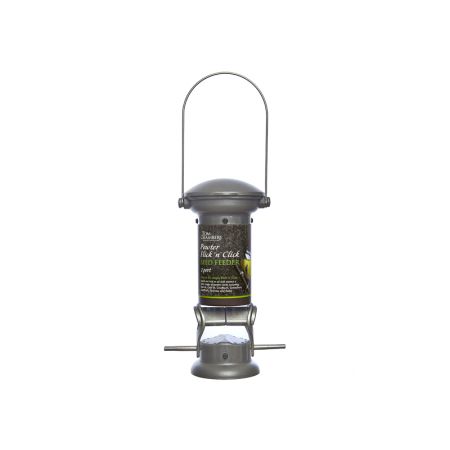 Pewter Flick 'n' Click Seed Feeder - 2 port