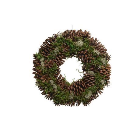 Pinecone wreath mossy colours